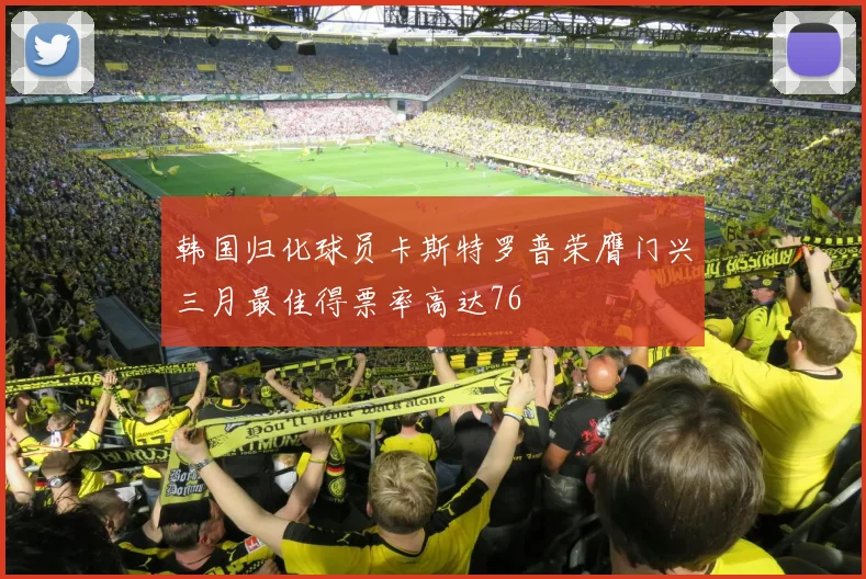 韩国归化球员卡斯特罗普荣膺门兴三月最佳得票率高达76
